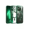 Newface Apple iPhone 12 Pro Kılıf Kross Magneticsafe Kapak - Koyu Yeşil