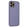 Newface Apple iPhone 12 Pro Max Kılıf Coco Deri Silikon Kapak - Açık Lila