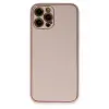 Newface Apple iPhone 12 Pro Max Kılıf Coco Deri Silikon Kapak - Pudra