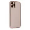 Newface Apple iPhone 12 Pro Max Kılıf Coco Deri Silikon Kapak - Pudra