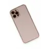 Newface Apple iPhone 12 Pro Max Kılıf Coco Deri Silikon Kapak - Pudra
