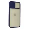 Newface Apple iPhone 12 Pro Max Kılıf Palm Buzlu Kamera Sürgülü Silikon - Lacivert