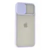 Newface Apple iPhone 12 Pro Max Kılıf Palm Buzlu Kamera Sürgülü Silikon - Lila