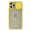 Newface Apple iPhone 12 Pro Max Kılıf Palm Buzlu Kamera Sürgülü Silikon - Sarı