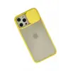 Newface Apple iPhone 12 Pro Max Kılıf Palm Buzlu Kamera Sürgülü Silikon - Sarı