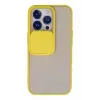Newface Apple iPhone 13 Pro Kılıf Palm Buzlu Kamera Sürgülü Silikon - Sarı