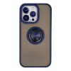 Newface Apple iPhone 13 Pro Max Kılıf Montreal Yüzüklü Silikon Kapak - Lacivert