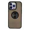 Newface Apple iPhone 13 Pro Max Kılıf Montreal Yüzüklü Silikon Kapak - Siyah