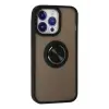 Newface Apple iPhone 13 Pro Max Kılıf Montreal Yüzüklü Silikon Kapak - Siyah