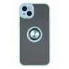 Newface Apple iPhone 14 Kılıf Montreal Yüzüklü Silikon Kapak - Buz Mavi