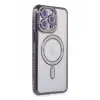 Newface Apple iPhone 14 Pro Kılıf Joke Simli Magneticsafe Kılıf - Derin Mor