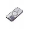 Newface Apple iPhone 14 Pro Kılıf Joke Simli Magneticsafe Kılıf - Derin Mor