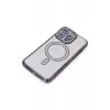 Newface Apple iPhone 14 Pro Kılıf Joke Simli Magneticsafe Kılıf - Derin Mor