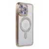 Newface Apple iPhone 14 Pro Kılıf Joke Simli Magneticsafe Kılıf - Gold