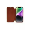 Newface Apple iPhone 14 Pro Max Kılıf Dolpin Kapaklı - Kahverengi