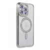 Newface Apple iPhone 14 Pro Max Kılıf Joke Simli Magneticsafe Kılıf - Gümüş