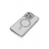 Newface Apple iPhone 14 Pro Max Kılıf Joke Simli Magneticsafe Kılıf - Gümüş