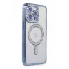 Newface Apple iPhone 14 Pro Max Kılıf Joke Simli Magneticsafe Kılıf - Mavi
