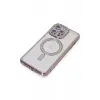 Newface Apple iPhone 14 Pro Max Kılıf Joke Simli Magneticsafe Kılıf - Pembe