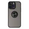 Newface Apple iPhone 14 Pro Max Kılıf Montreal Yüzüklü Silikon Kapak - Siyah