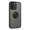 Newface Apple iPhone 14 Pro Max Kılıf Montreal Yüzüklü Silikon Kapak - Siyah