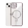 Newface Apple iPhone 15 Kılıf Joke Simli Magneticsafe Kılıf - Derin Mor