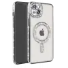 Newface Apple iPhone 15 Kılıf Joke Simli Magneticsafe Kılıf - Gümüş