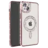 Newface Apple iPhone 15 Kılıf Joke Simli Magneticsafe Kılıf - Pembe