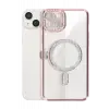 Newface Apple iPhone 15 Kılıf Joke Simli Magneticsafe Kılıf - Pembe