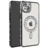 Newface Apple iPhone 15 Kılıf Joke Simli Magneticsafe Kılıf - Siyah