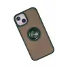 Newface Apple iPhone 15 Kılıf Montreal Yüzüklü Silikon Kapak - Yeşil