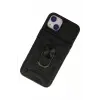 Newface Apple iPhone 15 Kılıf Pars Lens Yüzüklü Silikon - Siyah