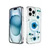Newface Apple iPhone 15 Pro Kılıf Daisy Simli Magsafe Kapak - Mavi