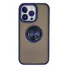 Newface Apple iPhone 15 Pro Kılıf Montreal Yüzüklü Silikon Kapak - Lacivert