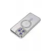 Newface Apple iPhone 15 Pro Max Kılıf Joke Simli Magneticsafe Kılıf - Gümüş