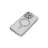 Newface Apple iPhone 15 Pro Max Kılıf Joke Simli Magneticsafe Kılıf - Gümüş