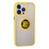 Newface Apple iPhone 15 Pro Max Kılıf Montreal Yüzüklü Silikon Kapak - Sarı
