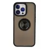 Newface Apple iPhone 15 Pro Max Kılıf Montreal Yüzüklü Silikon Kapak - Siyah