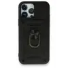 Newface Apple iPhone 15 Pro Max Kılıf Pars Lens Yüzüklü Silikon - Siyah