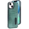 Newface Apple iPhone 15 Sara Kartvizitli Deri Kılıf - Yeşil
