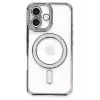 Newface Apple iPhone 16 Kılıf Joke Simli Magneticsafe Kılıf - Gri