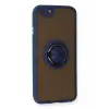 Newface Apple iPhone 6 Kılıf Montreal Yüzüklü Silikon Kapak - Lacivert