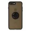 Newface Apple iPhone 7 Plus Kılıf Montreal Yüzüklü Silikon Kapak - Siyah