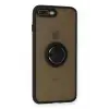 Newface Apple iPhone 7 Plus Kılıf Montreal Yüzüklü Silikon Kapak - Siyah