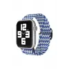 Newface Apple Watch 42mm Star Kordon - Zigzag Beyaz-Mavi