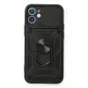 Newface iPhone 11 Kılıf Pars Lens Yüzüklü Silikon - Siyah