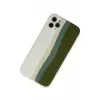 Newface Apple iPhone 11 Pro Kılıf Ebruli Lansman Silikon - Beyaz-Yeşil