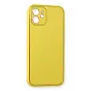 Newface iPhone 12 Kılıf Coco Deri Silikon Kapak - Sarı