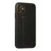 Newface Apple iPhone 12 Kılıf Coco Deri Standlı Kapak - Siyah
