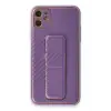 Newface Apple iPhone 12 Kılıf Coco Karbon Standlı Kapak - Mor
